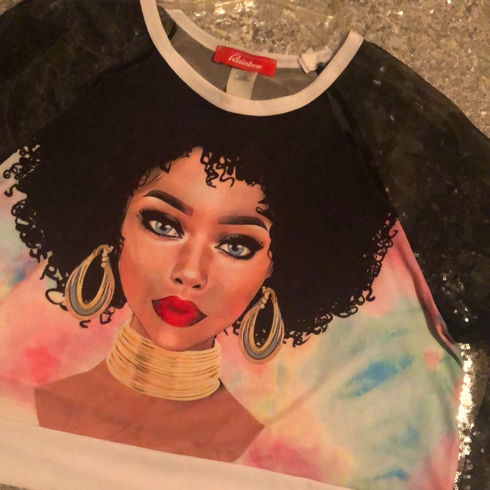 ‼️Coming Soon‼️ Afro Beauty Mesh Sleeve Top - Picture 2 of 4